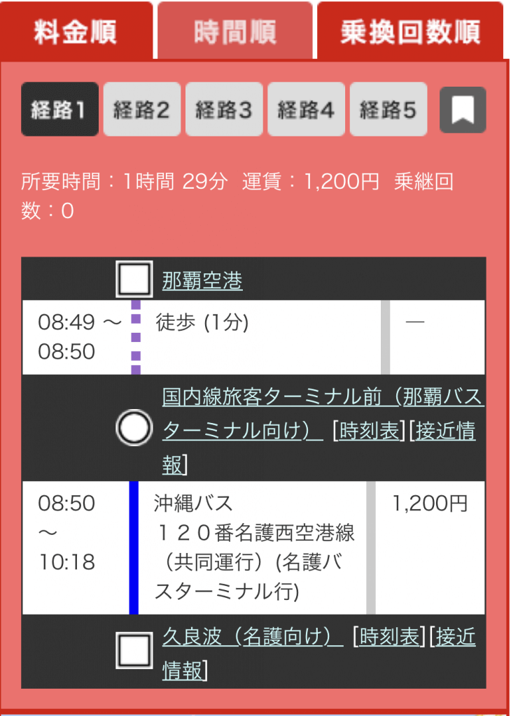 真栄田岬までのバス時間表